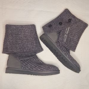 EUC -UGG Classic Cardy Knit Boots, Grey - Size 5